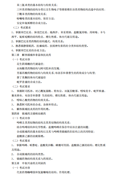 怀化学院2021年专升本《药物化学》课程考试大纲
