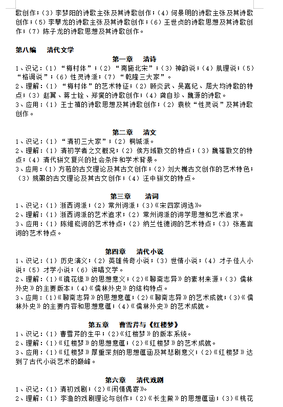 吉首大学2021年专升本《中国文学史》课程考核大纲