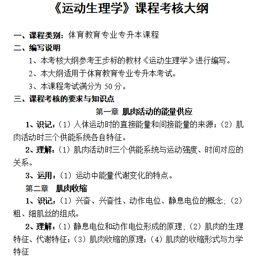 吉首大学2021年专升本体育教育专业综合课程考核大纲