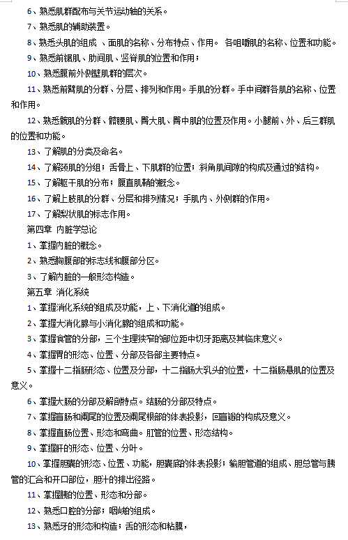 长沙医学院2021年专升本《系统解剖学》考试大纲