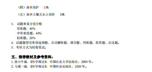 中南林业科技大学2021 年专升本《林学概论》课程考试大纲