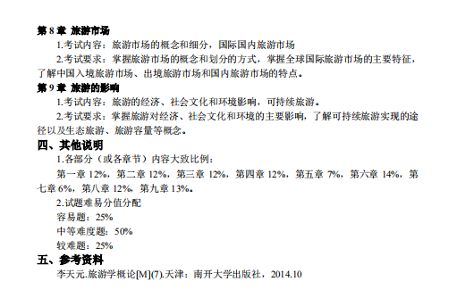 中南林业科技大学2021 年专升本《旅游学概论》课程考试大纲