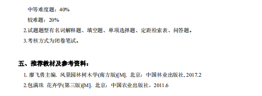 中南林业科技大学2021 年专升本《园林植物学》课程考试大纲