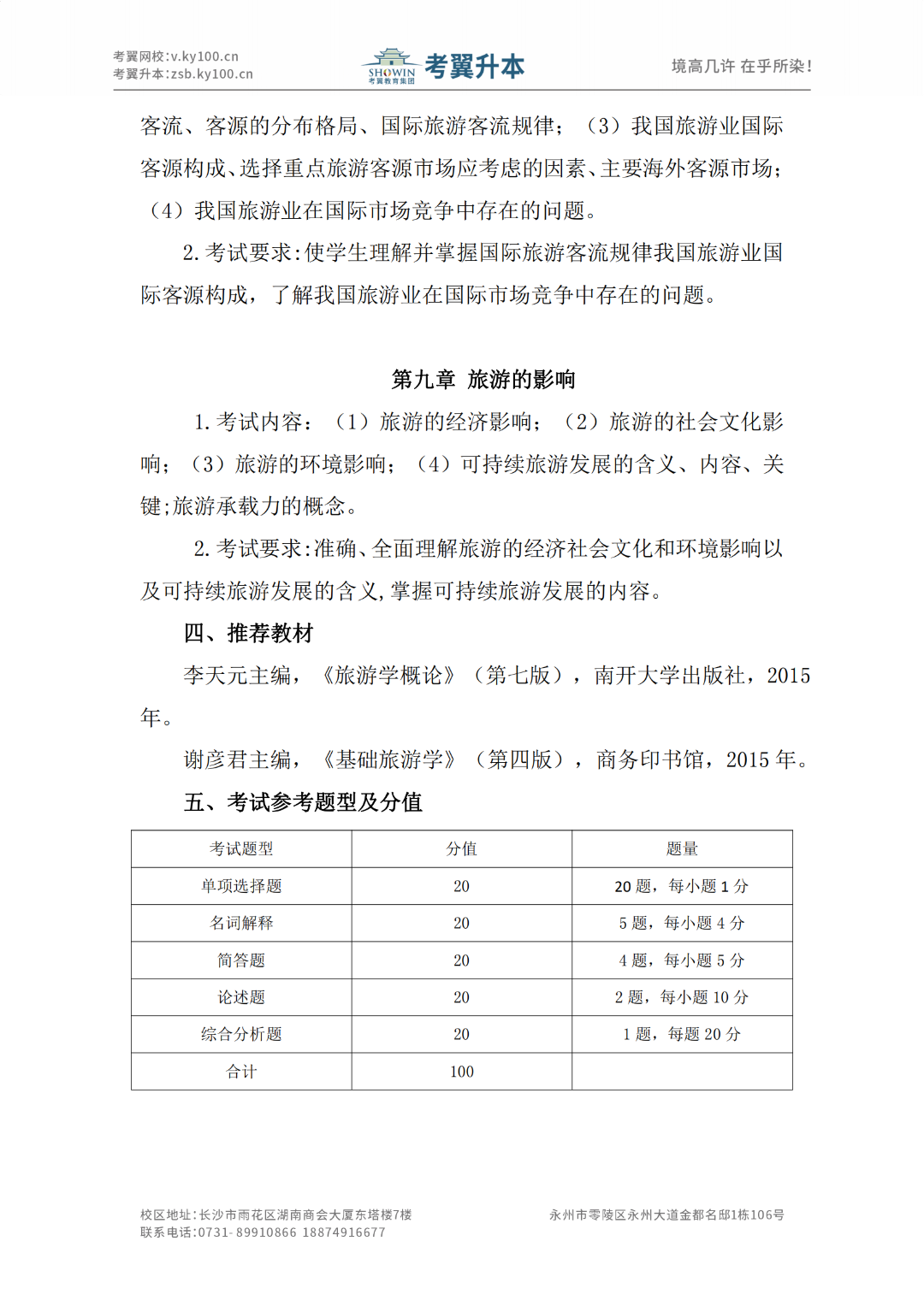 湖南工商大学《旅游管理》2022年专升本考试大纲